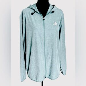 EUC Adidas Women's Gray/Green Hooded Jacket Size Medium